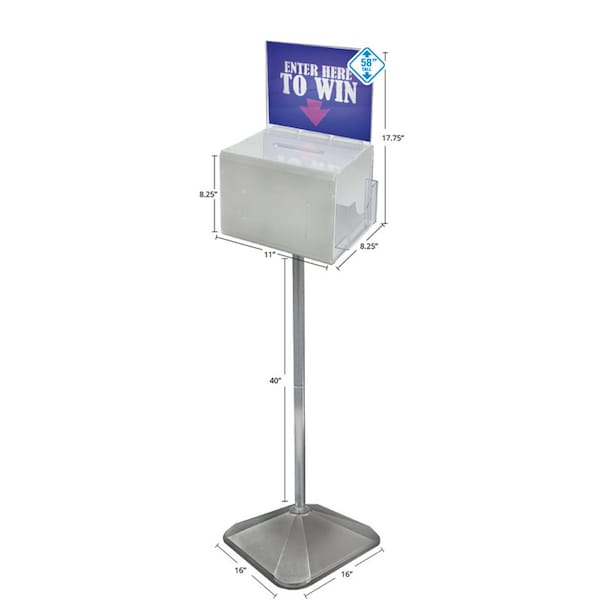 Azar Displays Extra Large Lottery Box with Pocket, Lock and Keys on Pedestal. Color: White 206303 - main